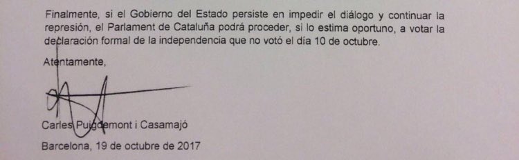 VictorTomas8's tweet photo. El nivel de comprensión lectora necesario para entender que NO se declaró formalmente la independencia el día 10, es muy básico. Por lo visto, en Moncloa, no hay nadie que tenga ese nivel. https://t.co/dk2ADzqPzt