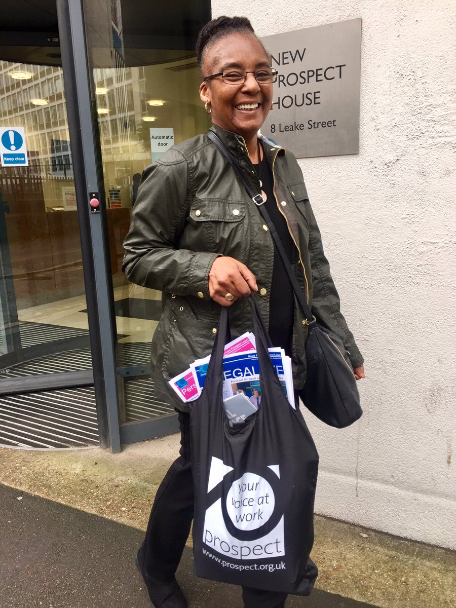 LegalProspect's tweet photo. Paula from ProspectLegal setting off to #talkProspect at MOD Feltham with a bag of LegalEyes &amp; other goodies! @ProspectUnion @ProspectMoD https://t.co/YiyFRgA1eU