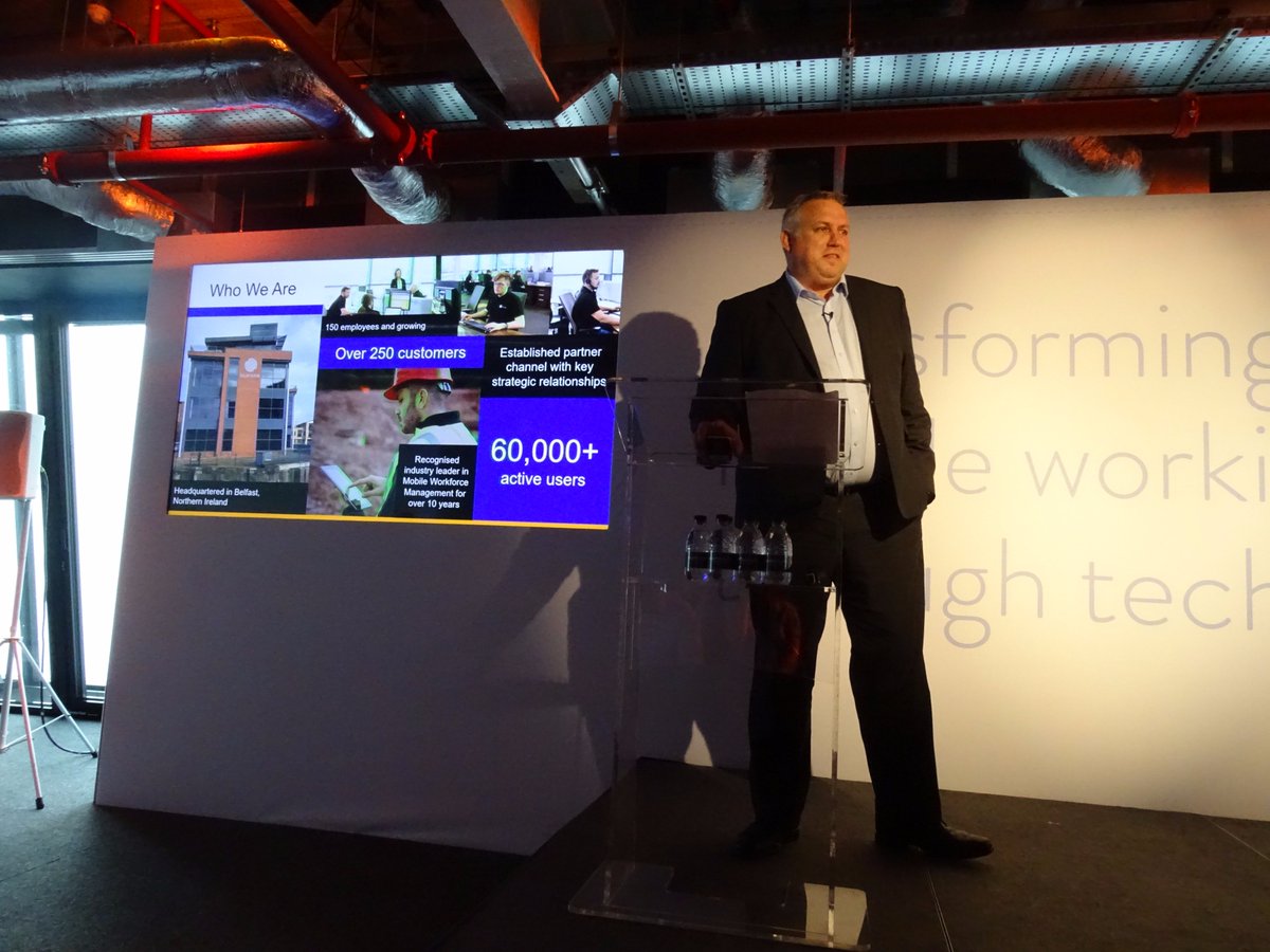 Totalmobile's tweet photo. 'Our #tech delivers great outcomes across many sectors. Servicing 60000 field workers' - Jim Darragh CEO @Totalmobile #WorkNation2017 https://t.co/08wbPZ2BG7