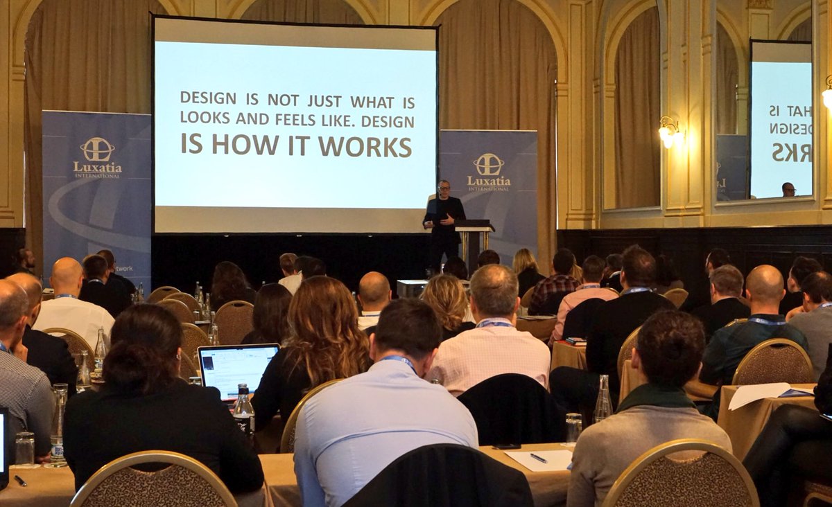 Luxatia_intl's tweet photo. Slavo Tuleja @skodadigilab discussing the Challenges for Design Thinking in Corporate Digital Units at the #DesignThinking2017 https://t.co/xUaUkc0oYU