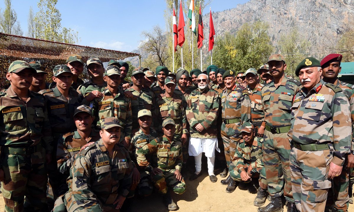 narendramodi's tweet photo. Glad to have celebrated Diwali with our brave Army and BSF Jawans in the Gurez Valley, Jammu and Kashmir. https://t.co/ebCM4JO6jc