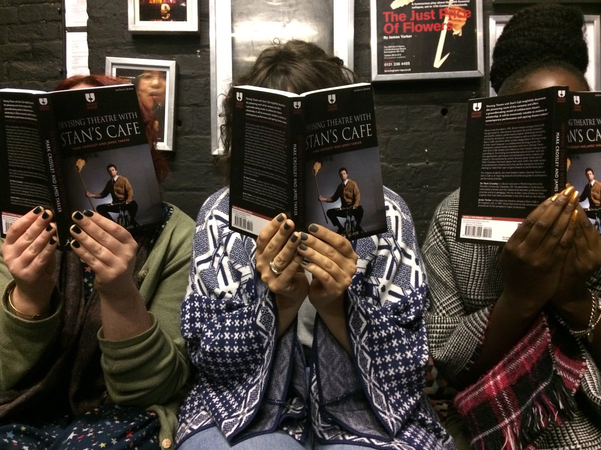 stanscafe's tweet photo. Heads down as we all read our new book Devising Theatre with Stan’s Cafe published today! https://t.co/oiLYQCdtSZ