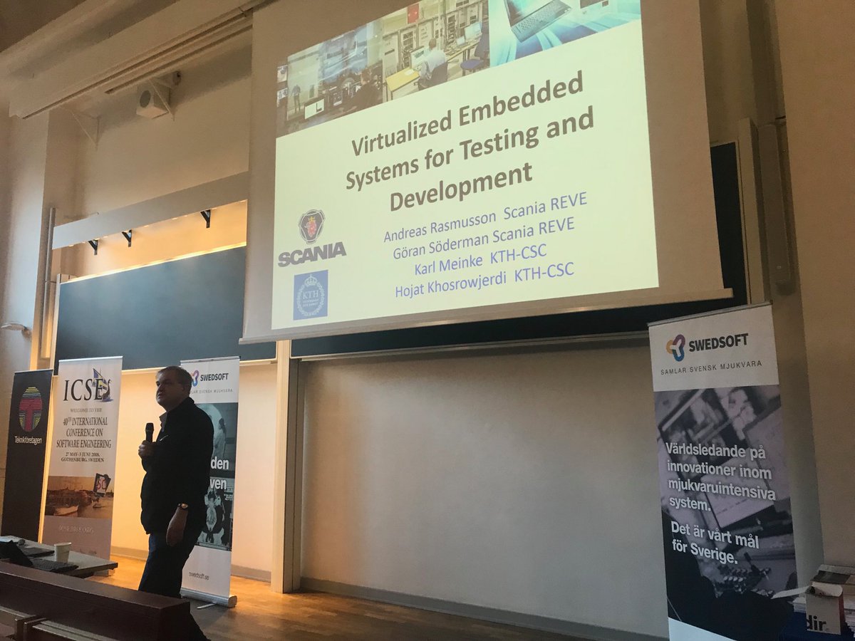Swedsoft's tweet photo. Now it's time for Karl Maine, KTH, who's talking about virtualized embedded systems for testing and development #STEW2017 https://t.co/WkNWIEuilG