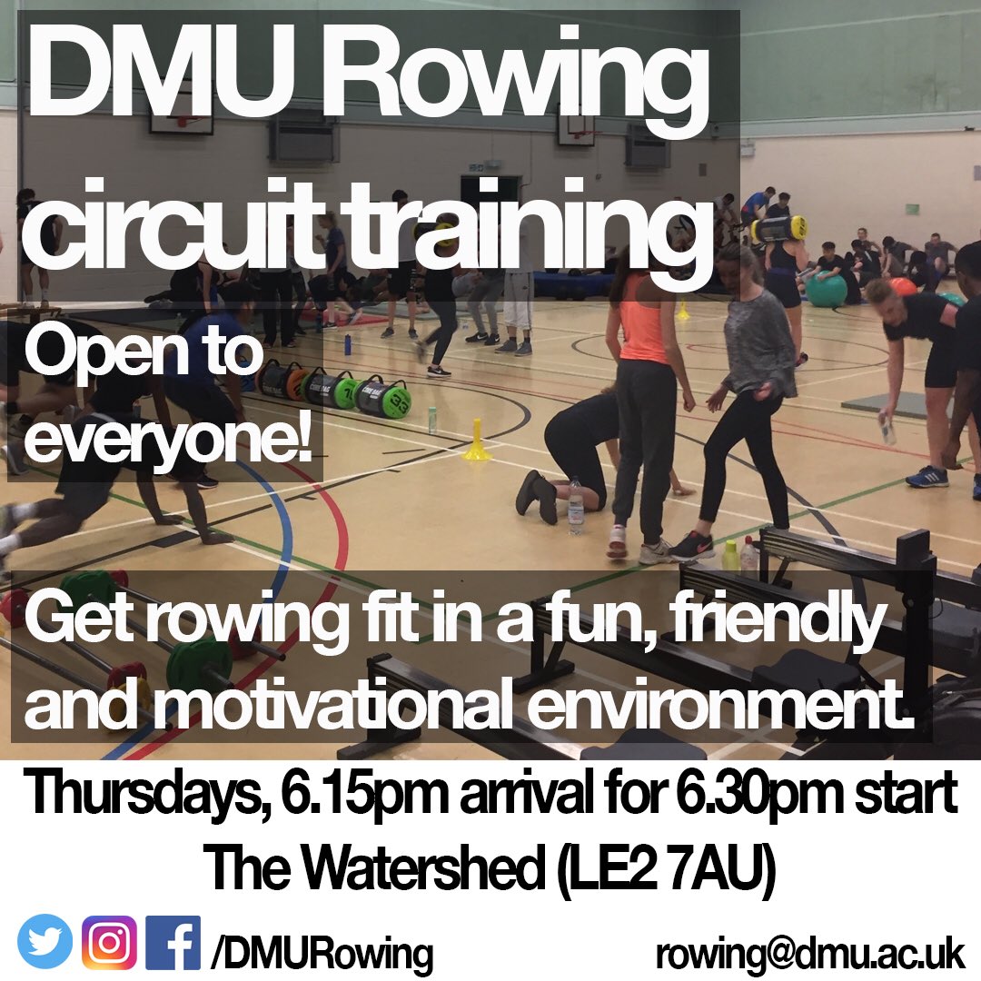 DMURowing's tweet photo. Looking forward to welcoming @DmuRunners to #circuits tonight, 6.15pm at Watershed! All welcome @DMUsport #bringyourstudentid #rowforDMU https://t.co/Zy0b9Tvra0
