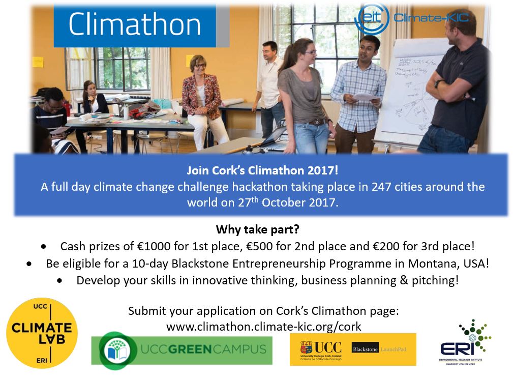 Hurry only a few places left for <a href="/UCCGreenCampus/">UCC Green Campus</a> <a href="/eriucc/">Sustainability Institute</a> <a href="/LaunchPadUCC/">LaunchPad UCC</a> @uccclimatelab Climathon idea generation challenge. Sign up now!