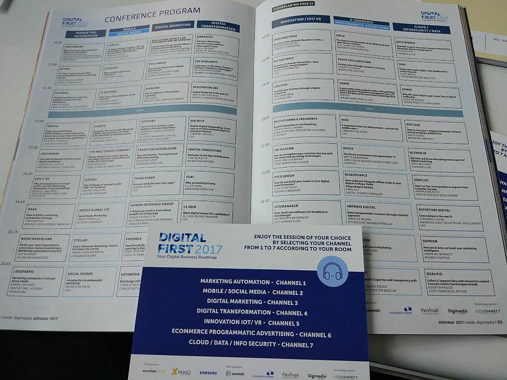 jhuylebroeck's tweet photo. 7 tracks + 1 keynote track + startup village + tradeshow = 1 busy day programme! #DigitalFirst17 #DF17 https://t.co/Eztocp4QMQ