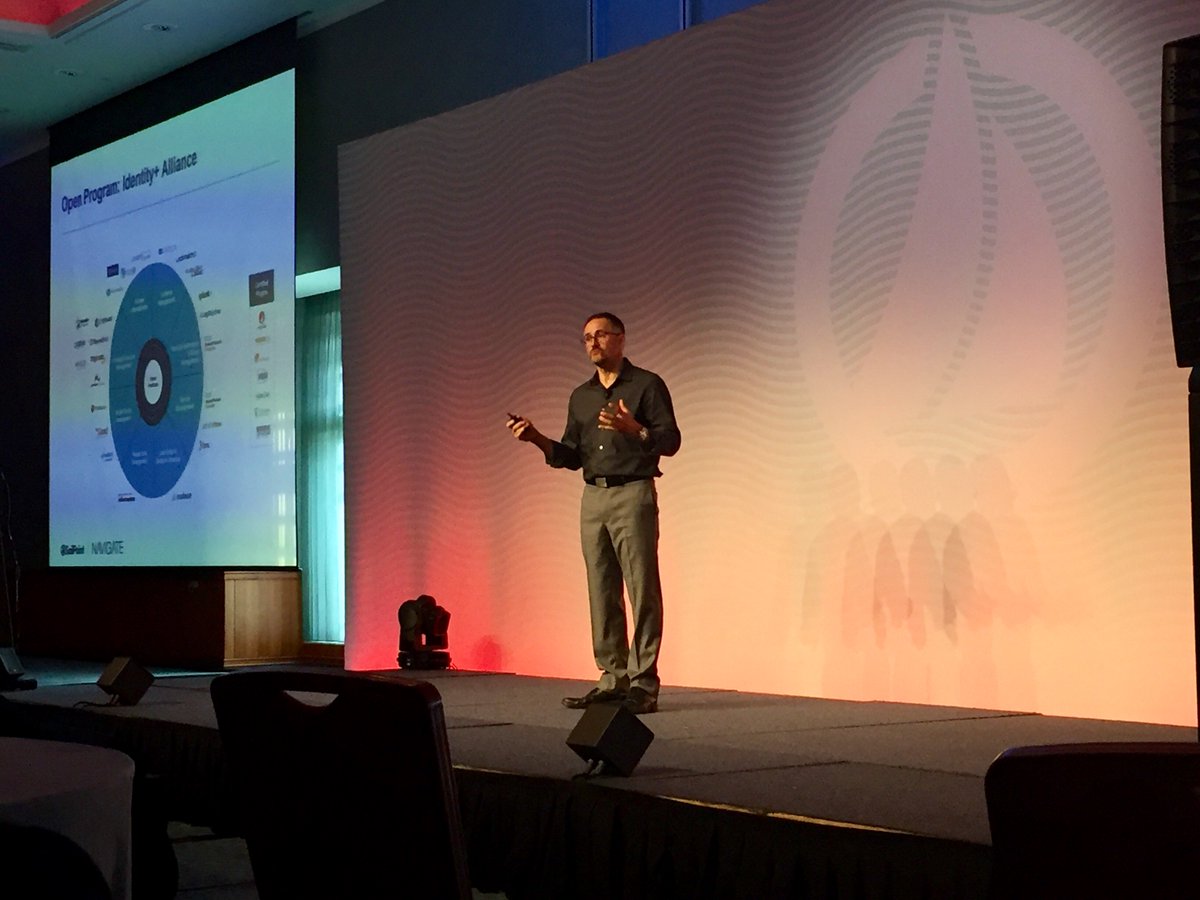 SailPoint's tweet photo. Our ever-eloquent CTO &amp; CISO @djrolls takes us through the identity-aware infrastructure during his #Navigate17 keynote https://t.co/JdxQpgrWTj