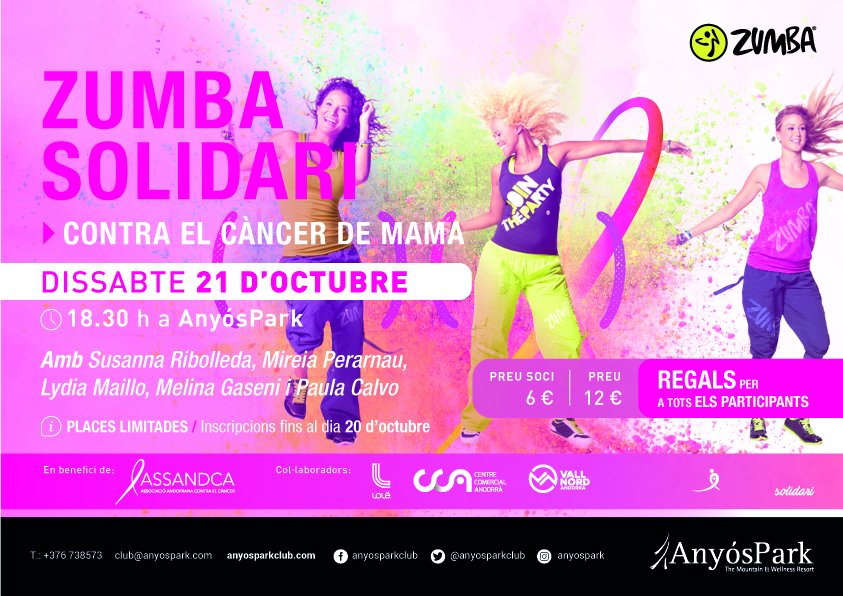 #DiaMundialContraelCancerdeMama #AnyósPark i #UrbanGym col·laborem amb <a href="/assandca/">Assandca</a> per combatre aquesta malaltia amb una Masterclass de Zumba