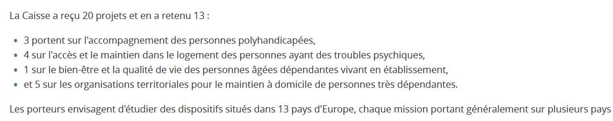 13 missions d'étude retenues pr s'inspirer des pratiques européennes
d'accompagnement des pers. handicapées ou âgées bit.ly/2yADkzr