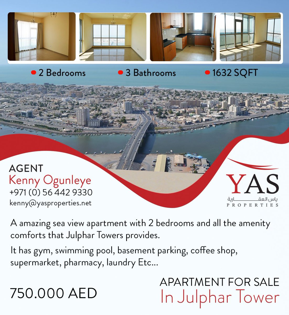 YAS_Group1's tweet photo. #YAS #YAS_PROPERTIES #APARTMENT #2BEDROOMS #FOR_SALE #JULPHAR_TOWERS #RAS_ALKHAMAIH #RAK #UAE #3BATHROOMS #SEA_VIEW https://t.co/F9F28WbBHB