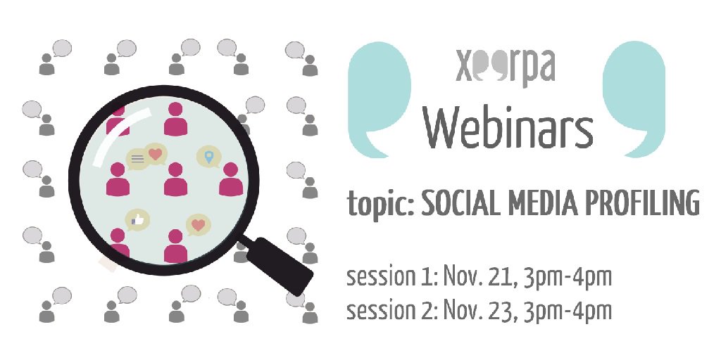 Xeerpa's tweet photo. Join #XeerpaWebinar on the WHYs and HOWs  #SocialMediaProfiling on Nov 21 https://t.co/4lvegTfd8L  or Nov 23  https://t.co/T7AhNaDsla https://t.co/Q2028C4gjd