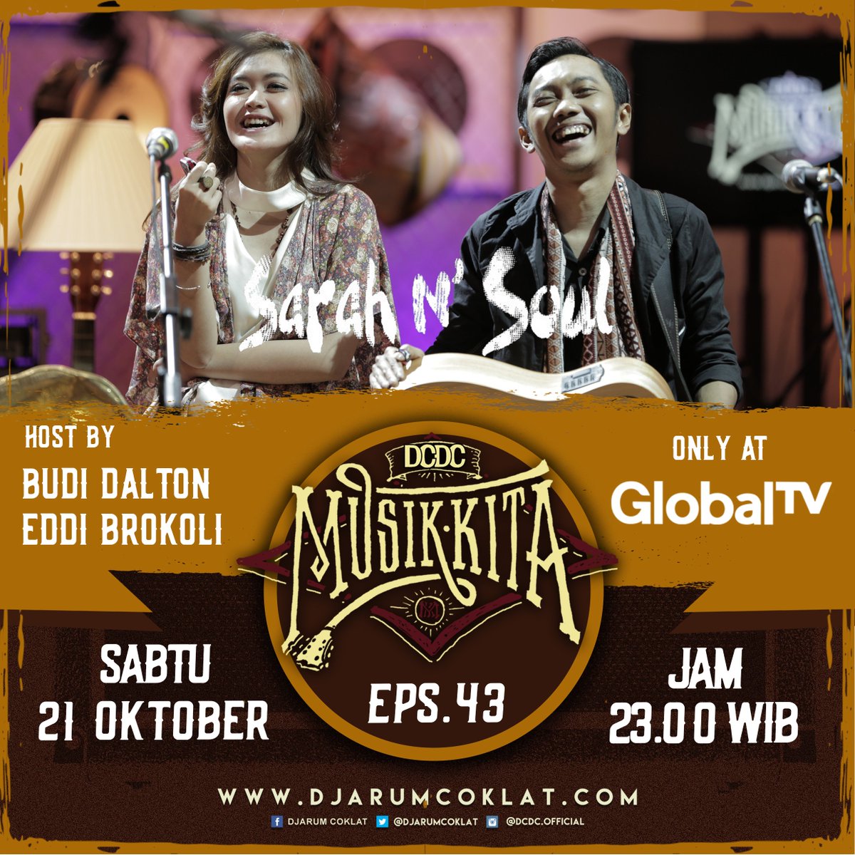 Catet tanggalnya nih 21 Oktober 2017 #DCDCMUSIKKITA kehadiran duo band asal Bandung <a href="/sarahNsoul/">Sarah N' Soul</a>. Pantengin <a href="/Globaltvseru/">GTV Official</a> sabtu nanti