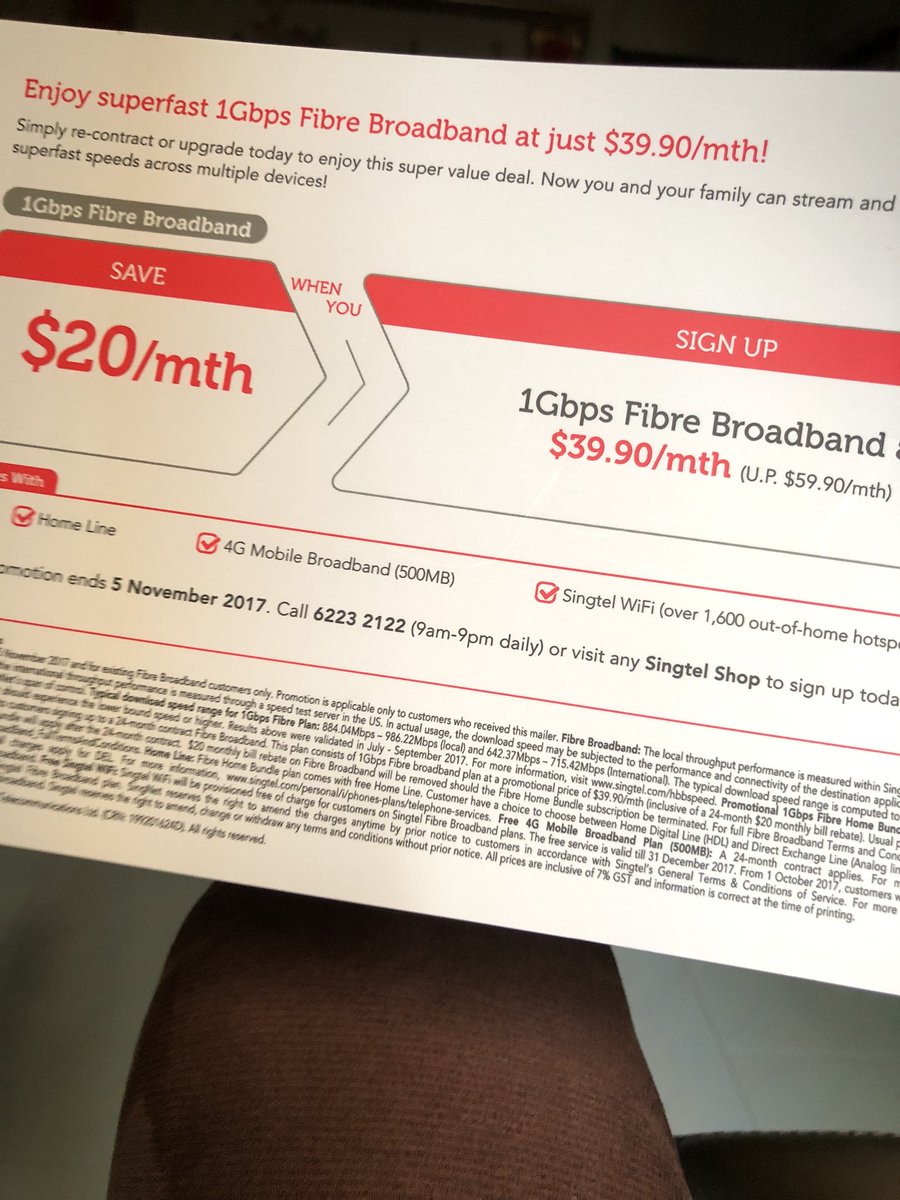 jas_lim's tweet photo. @SingtelSupport I receive this mailer and called. However, the agent kept insisting I can only recontract at $44.90. Are they not updated? https://t.co/c8yYEHHWwz