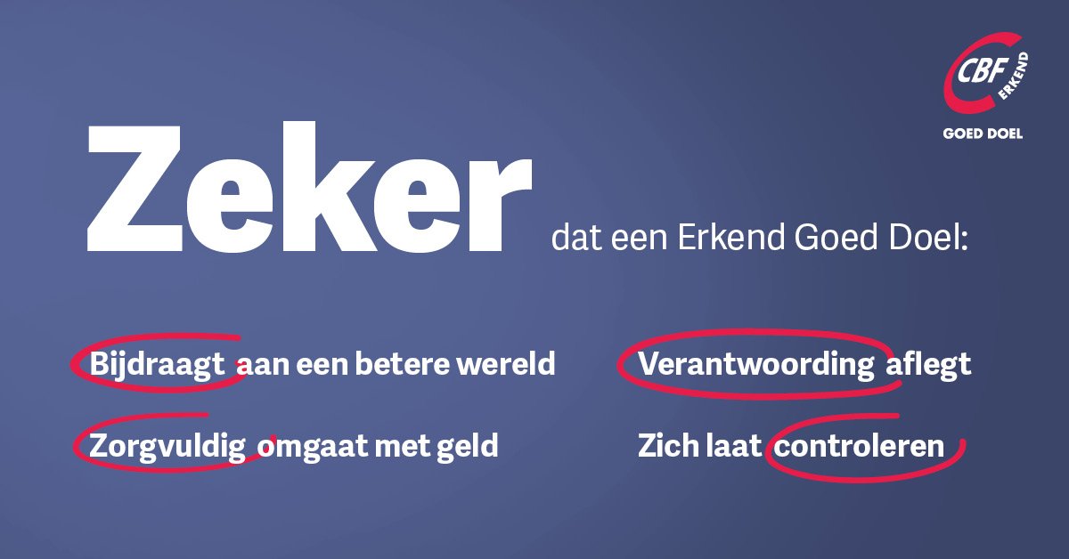 Er zijn 500 Erkende Goede Doelen in NL. Trots dat wij daar 1 van zijn. Informatie over onze kwaliteitseisen?  geefgerust.nl