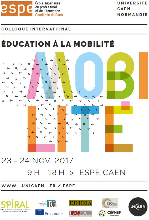 SPIRALeuproject's tweet photo. #SaveTheDate Colloque international "Education et mobilité" @ESPECaen les 23 et 24 novembre. https://t.co/Fz0gaiewye https://t.co/SoUM6kiB5Z