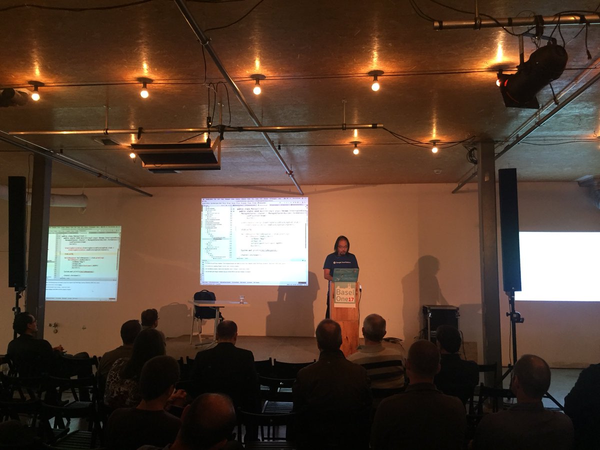 aalmiray's tweet photo. always a treat to see @saturnism doing a live code demo #BaselOne17 https://t.co/h2unvVQKo7