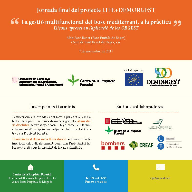 cpforestal's tweet photo. Programa definitiu jornada final projecte LIFE #DEMORGEST. https://t.co/LbffGcDQdJ . Inscripcions fins el 31/10/2017 https://t.co/6D28hCwBq2