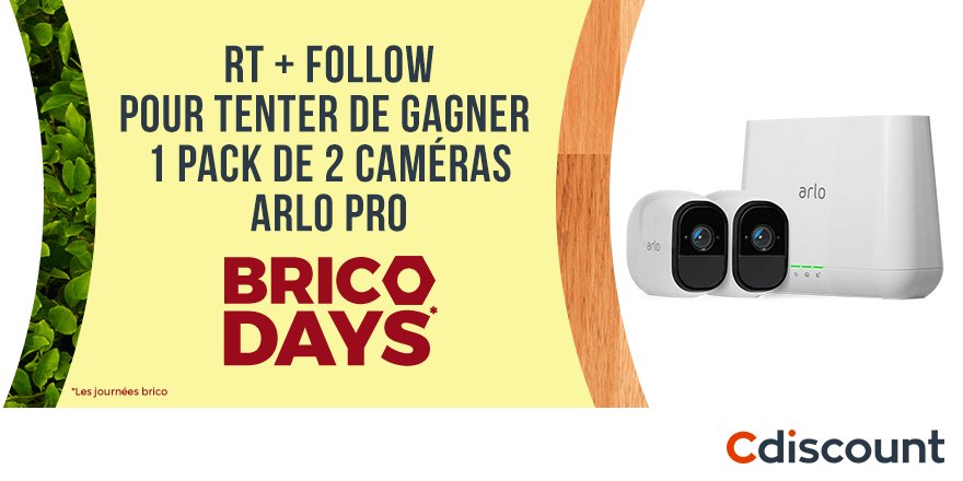 Cdiscount's tweet photo. 🎁 #Concours

🎥 2 packs Smart caméra Arlo Pro à gagner > https://t.co/gBPAFRHTZ0    

📅  Pour participer
RT + Follow @Cdiscount

📢 TAS 25/10 https://t.co/4CXvkcSSiE