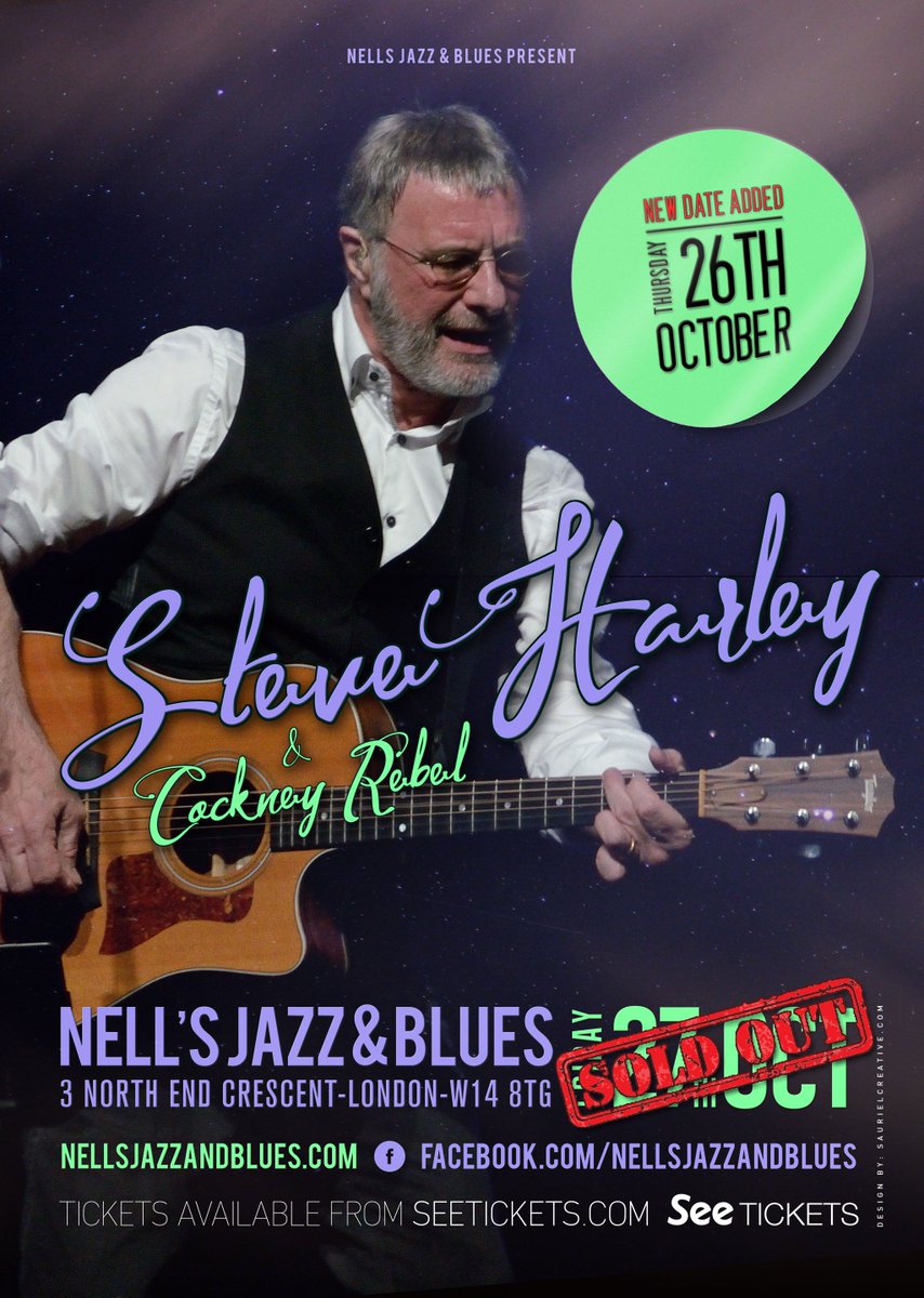 Next week <a href="/steveharleyCR/">Steve Harley</a> will be joining us for 2 dates at Nell's.
Tickets for Thursday evening available at: bit.ly/2wZVjux