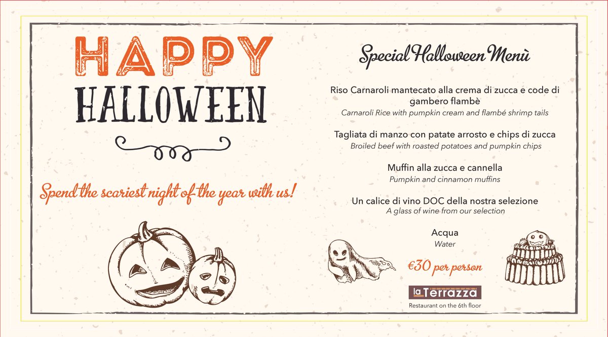 La nostra proposta per la notte più paurosa dell’anno: ecco il menù del ristorante La Terrazza. Per prenotazioni ▶️ bit.ly/2zixvUe