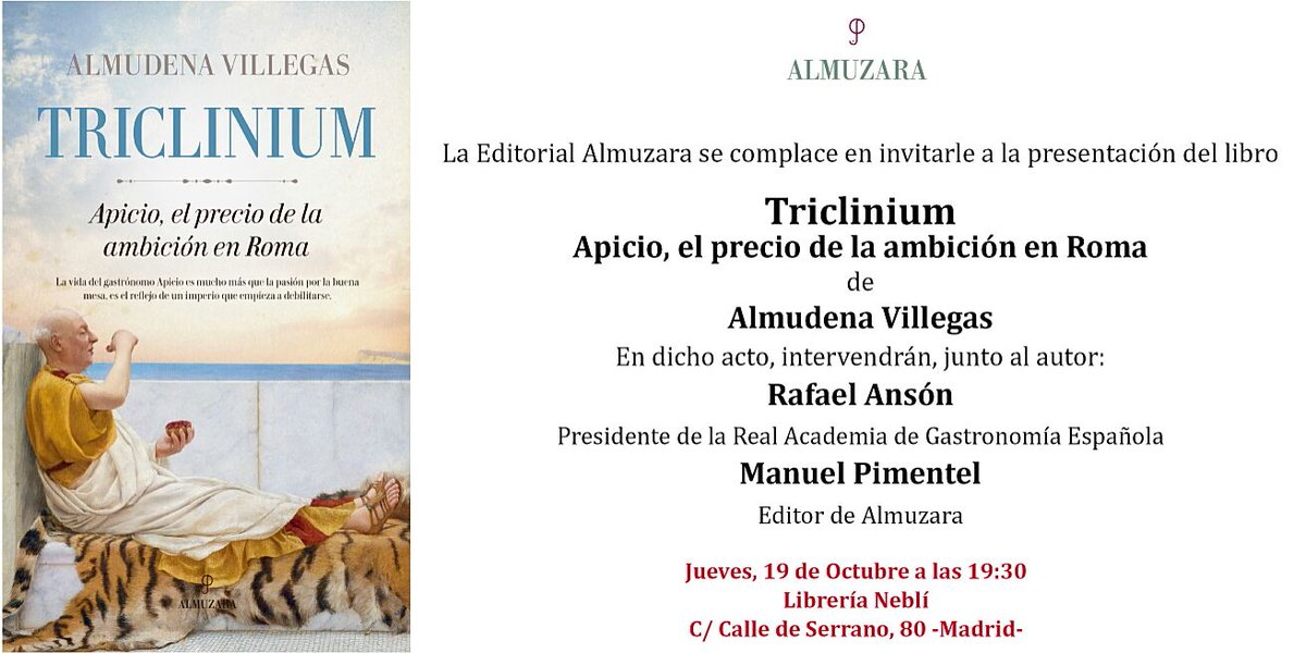 Alvillegasb's tweet photo. Triclinium viaja a #Madrid, ya ganador del #PNG2016. @TroaLibrerias De la mano de #Apicio !Esta tarde! https://t.co/vyzeJ3Jsuc