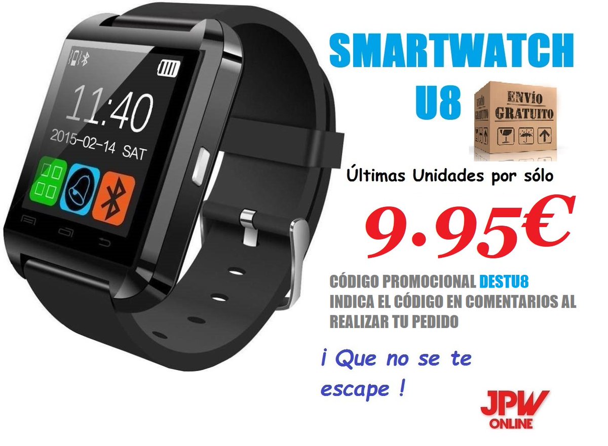 JPWonline's tweet photo. ¡Nos hemos vuelto locos!🤣#smartwatch #PROMO #shopping #electro
 #android #oferta https://t.co/da3fPJJjCw …/telefo…/1572-smart-watch-u8.html https://t.co/6wDa1exb0c