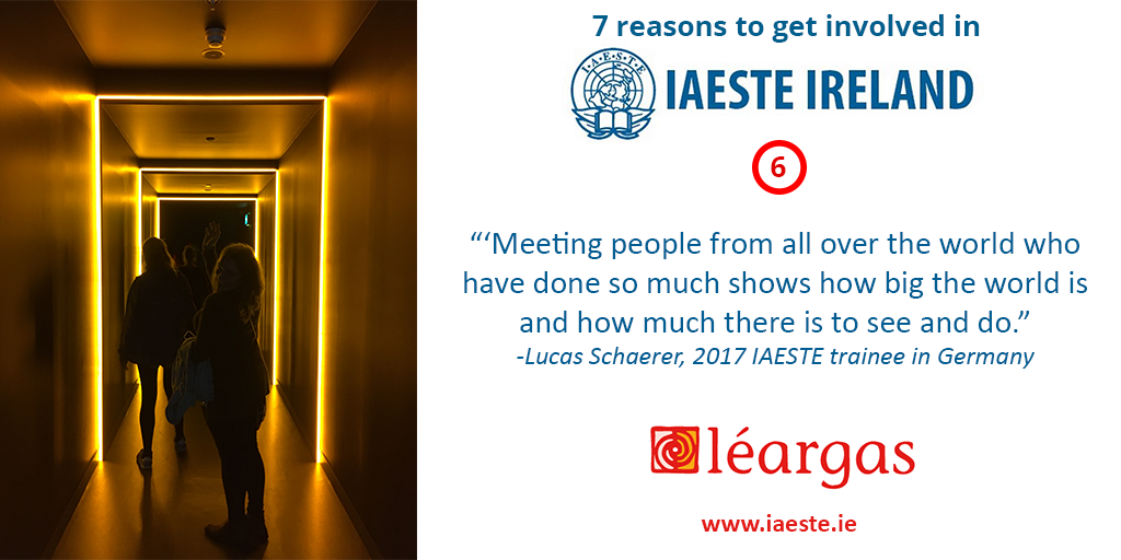 Leargas's tweet photo. Ready for #IAESTEDay tomorrow? Here's today's reason to get involved - open new doors! https://t.co/SYPDbQjERH https://t.co/zB7DQeK7oE