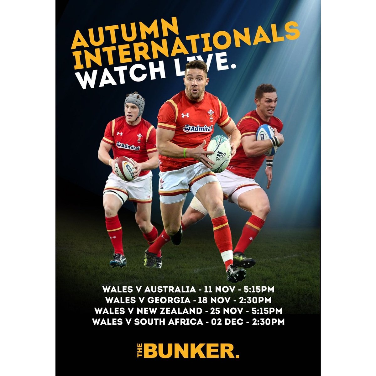 Autumn Internationals are back!

Watch all 4 games live here! 

Booths/tables:

📧 info@thebunkercardiff.com 
📞 02920 226802