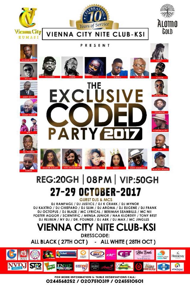 nydjlive's tweet photo. Tick tock. How many days to Kumasi's most anticipated 3 day party weekend? #TheExclusiveCodedParty at Vienna City, Ksi from October 27-30. https://t.co/iKd8f0nG8T