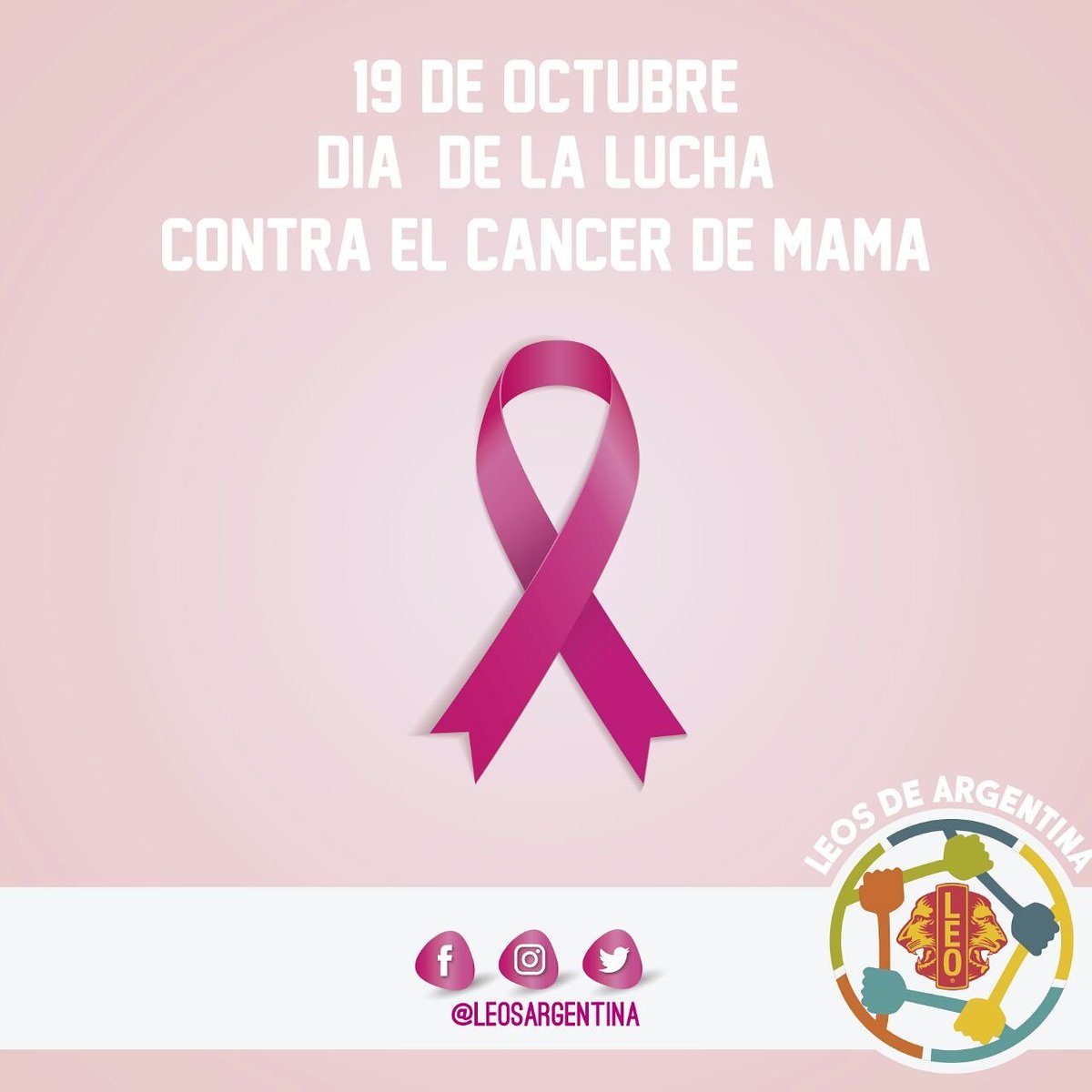 LeosArgentina's tweet photo. #DíaContraelCáncerdeMama
Ésta campaña contribuye a aumentar la detección precoz, el tratamiento y los cuidados paliativos. #LeosArg https://t.co/c0wYadHdSl