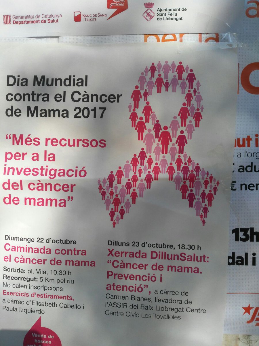 CintaDaude's tweet photo. Us esperem diumenge a la caminada contra el Càncer de mama.#DiaMundialdelCancerdeMama #mésrecursosperInvestigació https://t.co/ouGJskuUCe