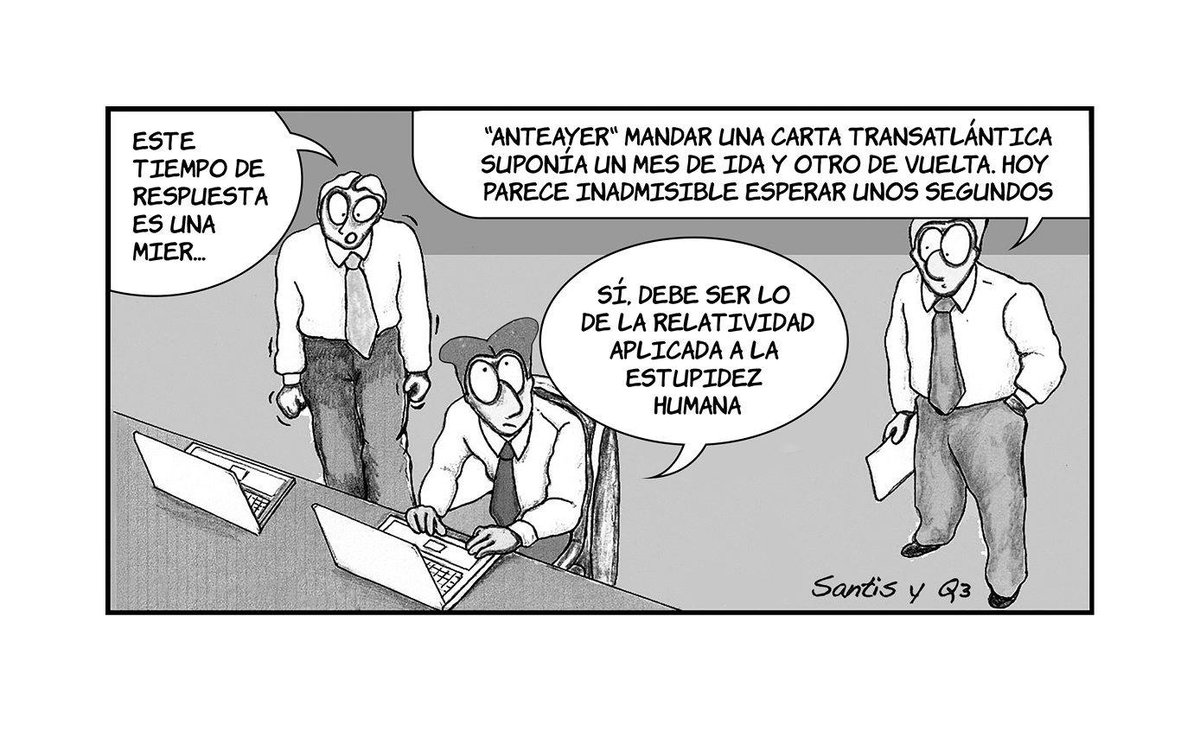 "La relatividad aplicada a la estupidez humana". Estos Santis y Q3 siempre sacándonos una sonrisa  :)
#humor #Viñetas