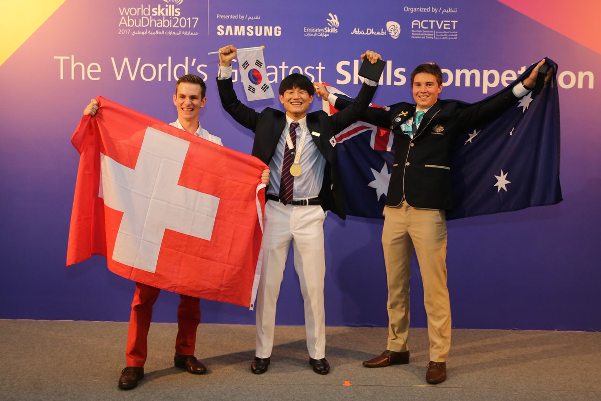 WorldSkills's tweet photo. Carpentry
G: JAEYEON JANG, Korea
S: Florian Nock, Switzerland
S: Moritz Mayr, S. Tyrol, Italy
S: Ryan Grieger, Australi
S: Mario BEL, Franc https://t.co/QsB3oBPXaR