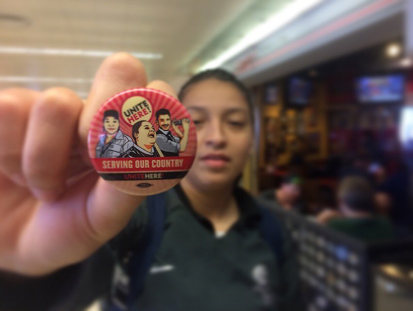 DanEzraMiller's tweet photo. O'Hare Starbucks barista and proud Local 1 union member Justice Castillo is Serving Our Country! #UniteHere https://t.co/mXup5HNwW7
