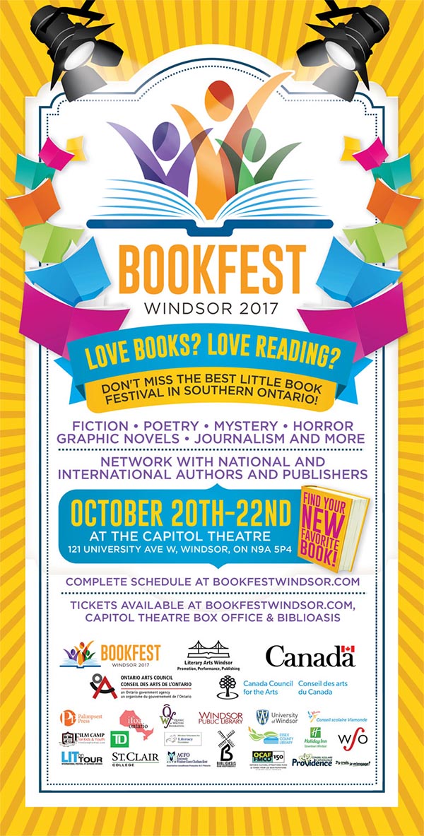 TheresaShpak's tweet photo. Enjoy A Celebration of Books This Weekend! @BookFestWindsor Oct 20-22 #YQG #BFW17 https://t.co/tJDv2CtHts https://t.co/JFcDJnv4lu