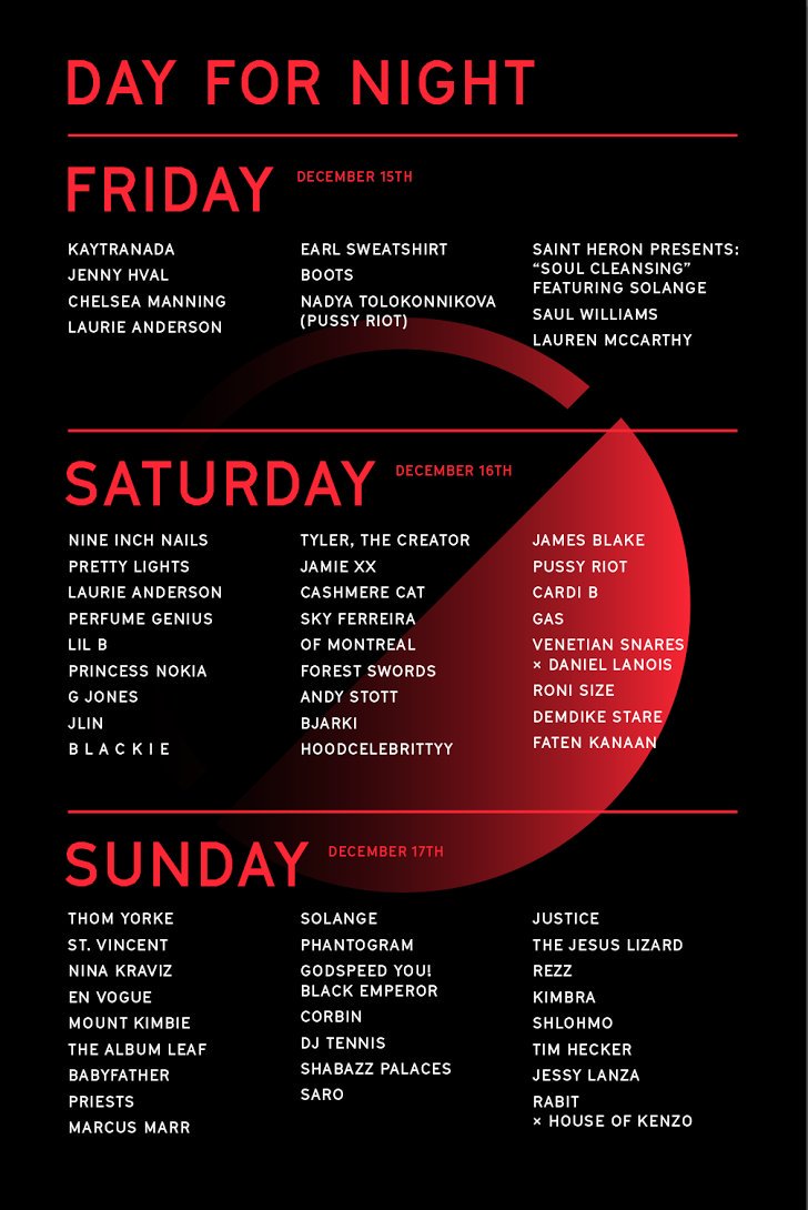 dayfornightfest's tweet photo. Day for Night is proud to announce single day passes and the 2017 daily lineup.

#DayforNight
Buy your ticket now at https://t.co/bilbjgGf2C https://t.co/gCPyStzDXp