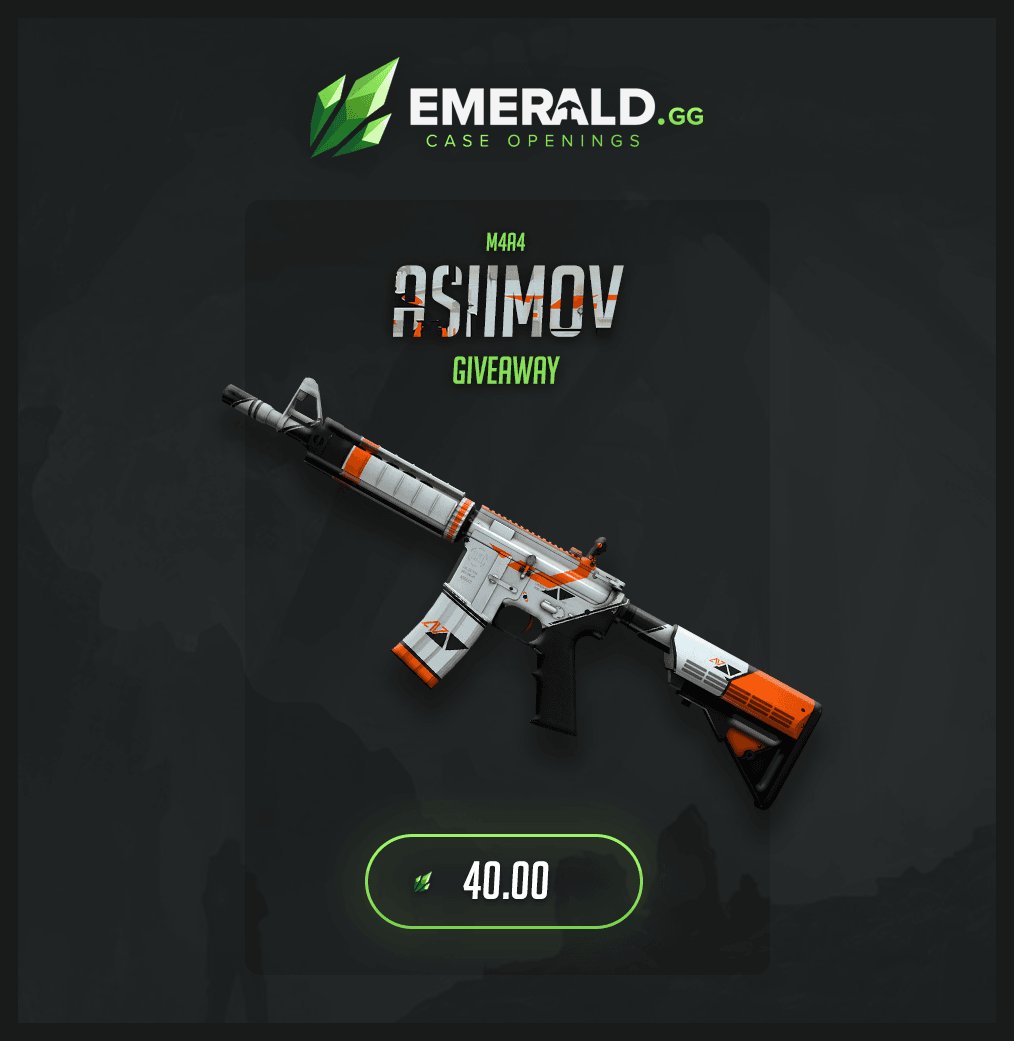 EmeraldsGG's tweet image. M4A4 | Asiimov Giveaway 💛

- RT
- Follow
- Tag a Friend
- INTRODUCING TOPAZ CASES
goo.gl/8ayFfL

2 Winners!
Ends in 24 hours