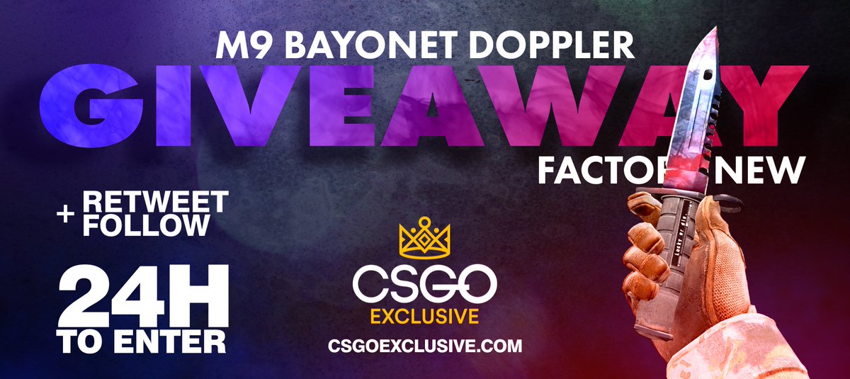 CSGOExclusive's tweet image. 👑 CSGOExclusive.com&apos;s M9 Bayonet Doppler FN GIVEAWAY!

✨ RT and Follow!
✨ Tag a Friend!

⏰ Winner drawn in 24h!