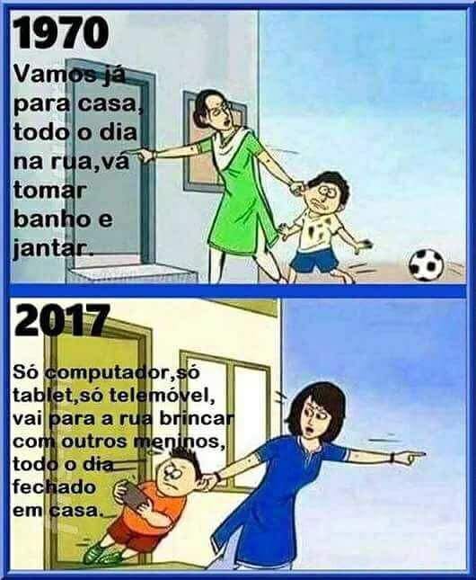 As coisas realmente mudaram mas o rosto de expor a criança hoje em dia a rua, implica em risco em decorrência do excesso de violência