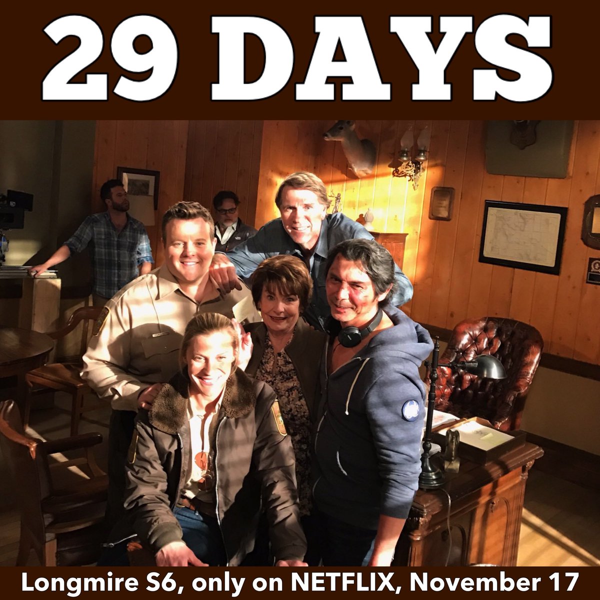 LongmirePosse's tweet photo. And the days keep ticking down... 29 DAYS until #Longmire S6 premieres on @netflix. Please RT! @ABoneMartinez  @kateesackhoff @mamalou8 https://t.co/RkyCiZ4aU5