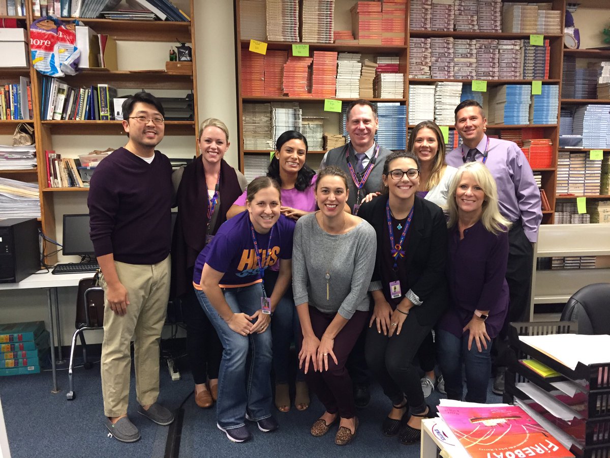 HEHSUnitedHawks's tweet photo. HEHS English is going purple to take a stand against bullying and support LGBTQ youth! #SpiritDay  #hoffmanhawks #hehsgoespurple https://t.co/ZPDP7dkPRV