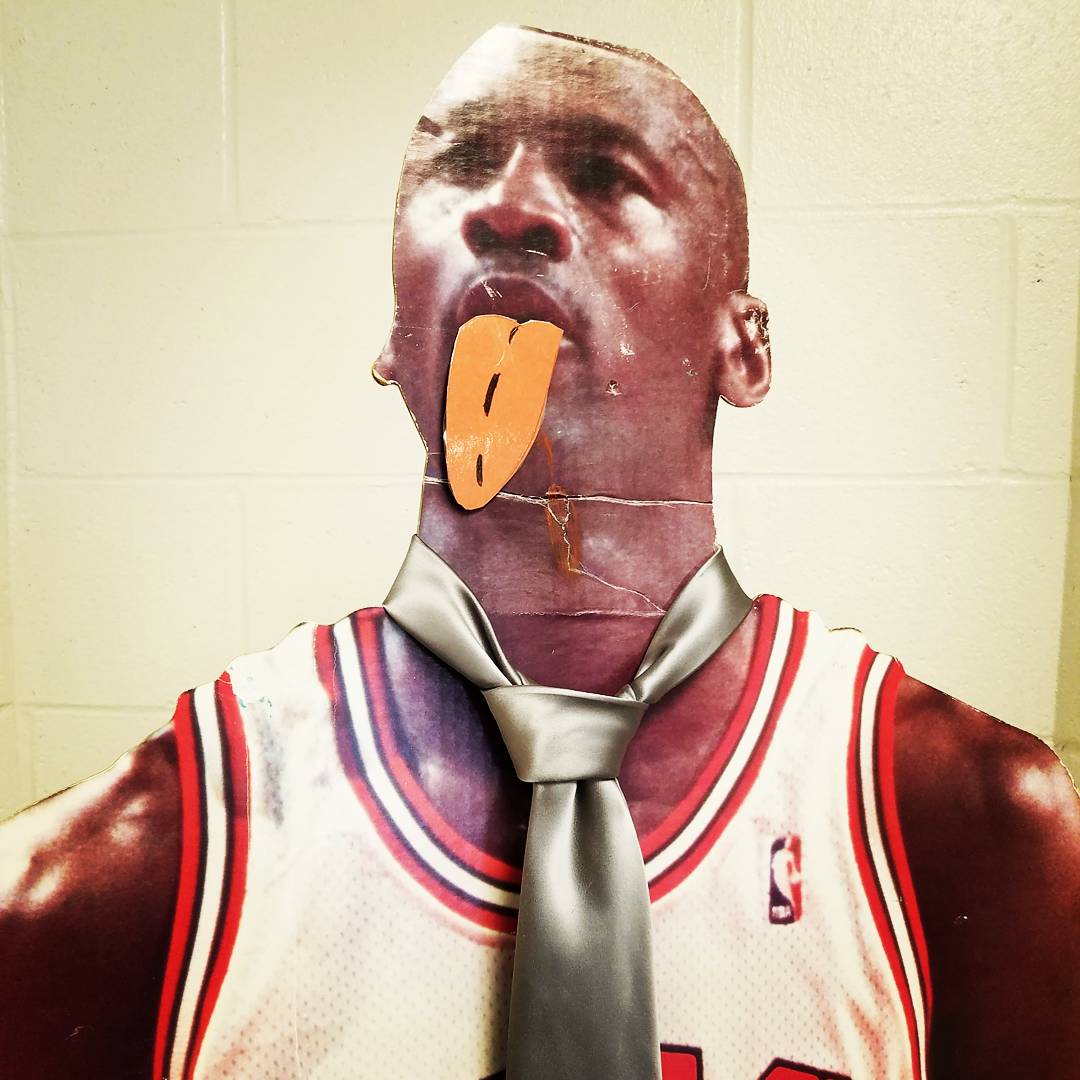 MrDelinski's tweet photo. The #GOAT, @jumpman23, decided to join in on #TieTuesday @DMSPanthers this week! #MJ #ChicagoBulls #toungeout #323learns #323ties @MrCrusenDMS @HMontemayer41 https://t.co/CKpPpJIBbm