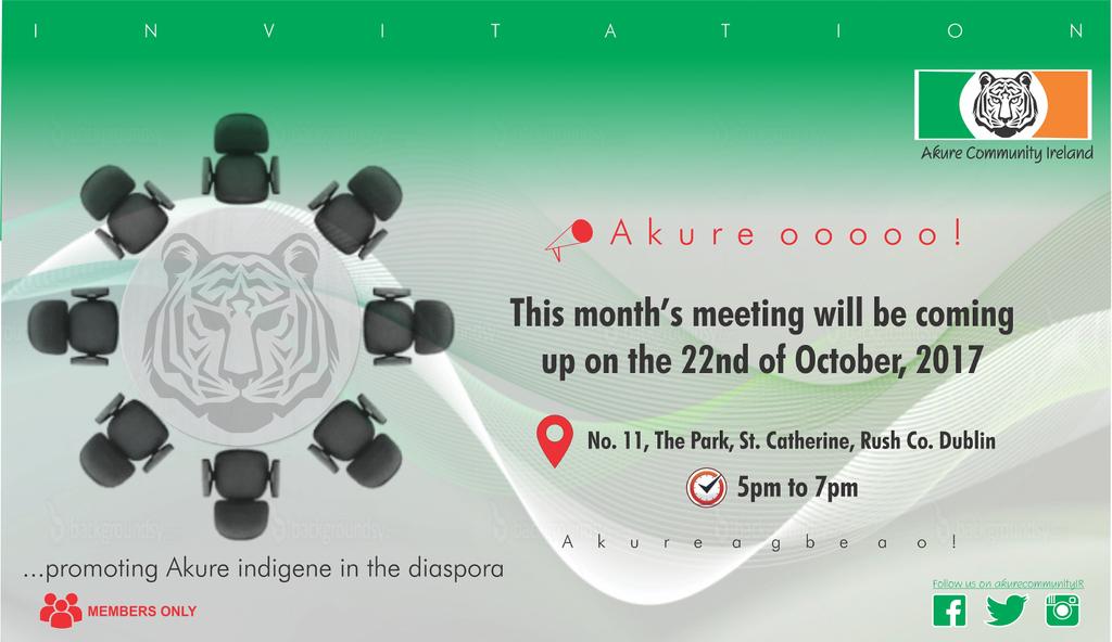 akurecomunityIR's tweet photo. Our next meeting will hold on the 22nd of Oct, 2017 at No. 11, The Park, St. Catherine, Rush. Co. Dublin. Time: 5pm. https://t.co/QpDVR8AXcz