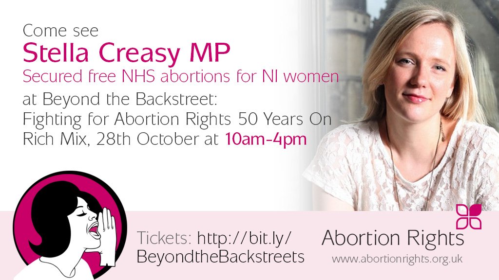 Abortion_Rights's tweet photo. Can't wait to hear @stellacreasy talking about future of abortion legislation on 28th October. Tix here: https://t.co/CKNaFAVNKi https://t.co/nLVtquvECJ