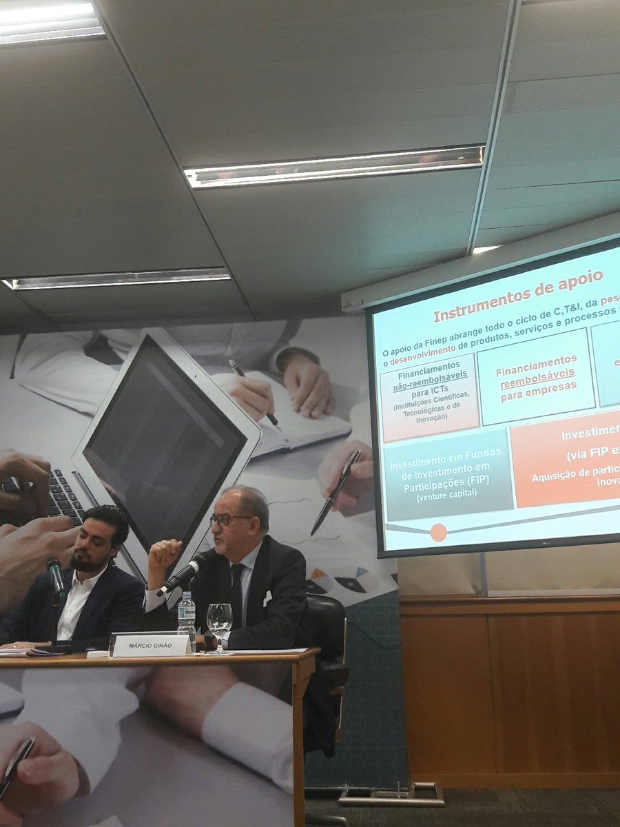 Finep's tweet image. Márcio Girão, diretor de Inovação da @Finep, apresenta linhas de financiamento da agência a empresas paulistas na @Fiesp #DiadaInovação