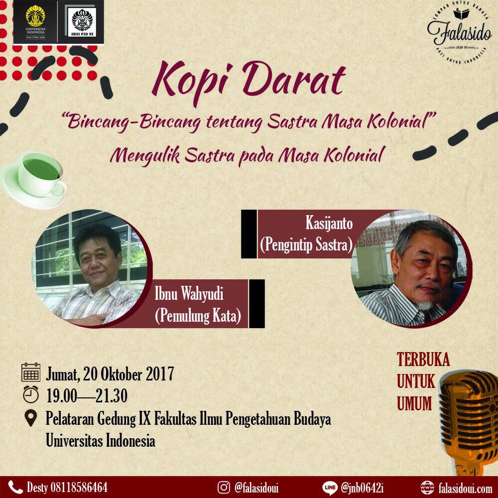 NARASASTRA_'s tweet photo. Kopi Darat “Bincang-bincang tentang Sastra Masa Kolonial”. Acaranya besok, lho! https://t.co/UGtps4aYtz