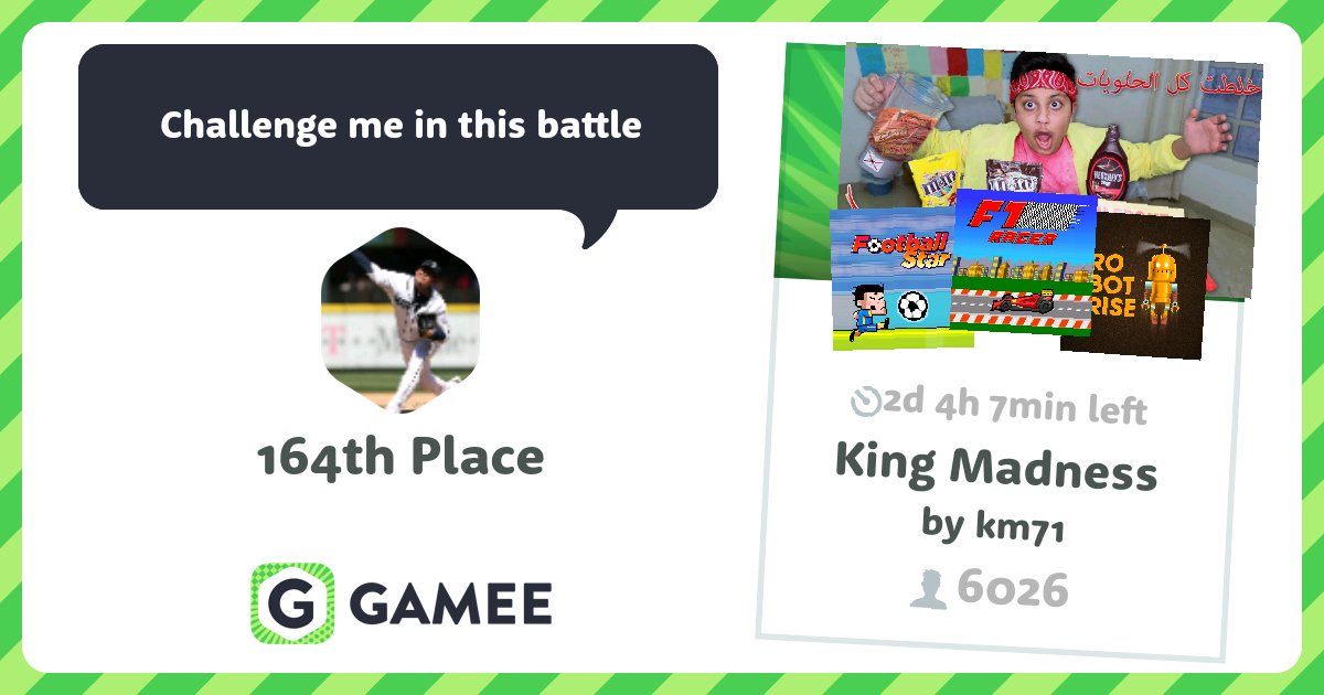 AhmedCR7GAMING's tweet photo. I rock this #GameeBattle! Let’s see if you can take my crown: https://t.co/hkQKyKu9mA! @gameeapp https://t.co/EchgnvybIG