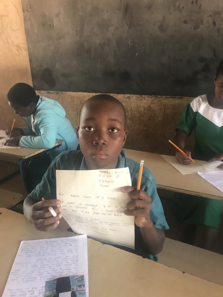 StTimothysPS's tweet photo. Some of the kids at Mombo writing letters back to our pupils at St.Timothy’s @EdMalawi https://t.co/3RGa6t46DT