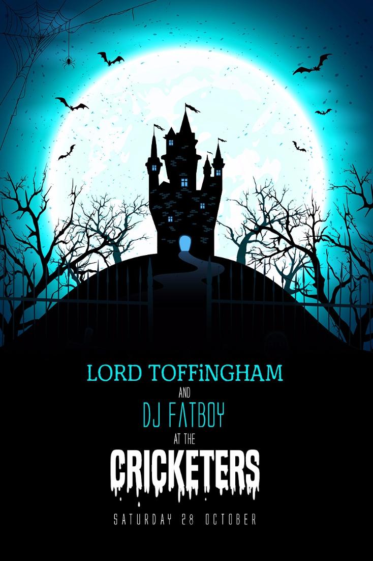 SAT 28 OCT - Lord Toffingham &amp; DJ Fatboy perform <a href="/Cricketers_Esx/">The Cricketers Pub</a>. FREE entry, music from 8pm #Westcliff #LiveMusic