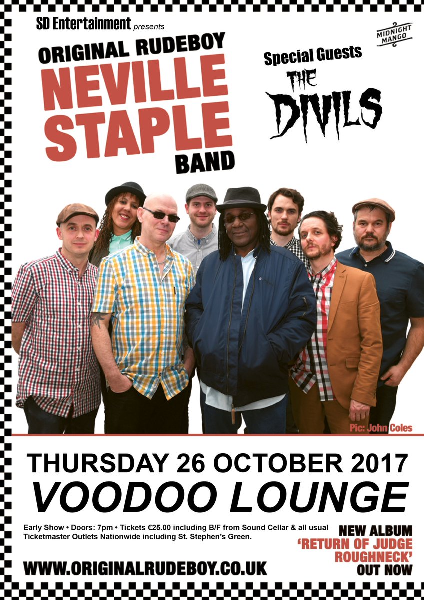 SDEntIre's tweet photo. One week to go! @NevilleStaple Band play @VoodooLoungeD w/ @TheDivils. 

Get ur tix now from @TicketmasterIre https://t.co/HPUc4BFmhs